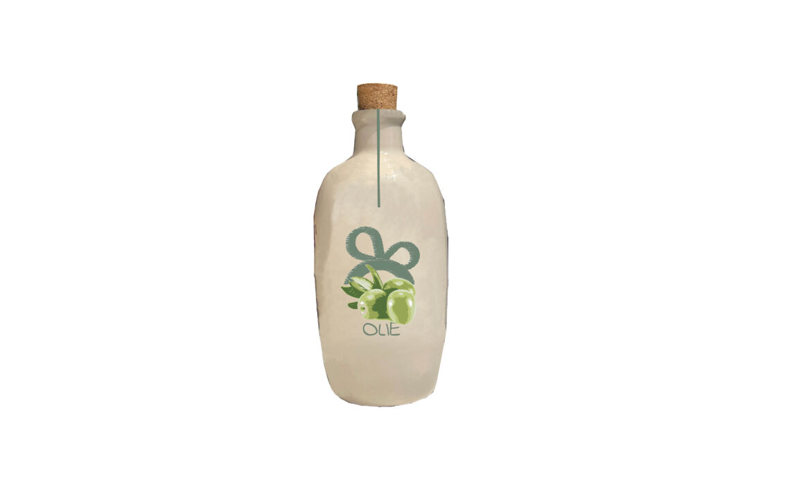 SZ-CSTMOLIJF_ Kruikje handgeschilderd olijfolie 250 ml