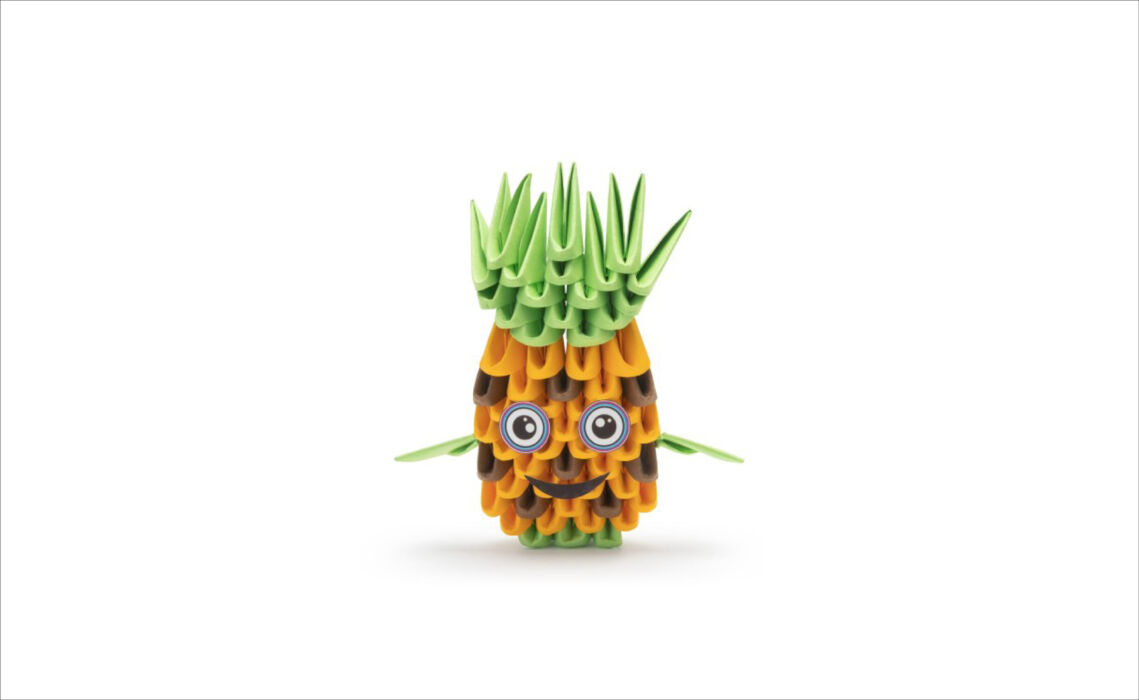 KR-AL2826_ 3D Orgami Ananas papier
