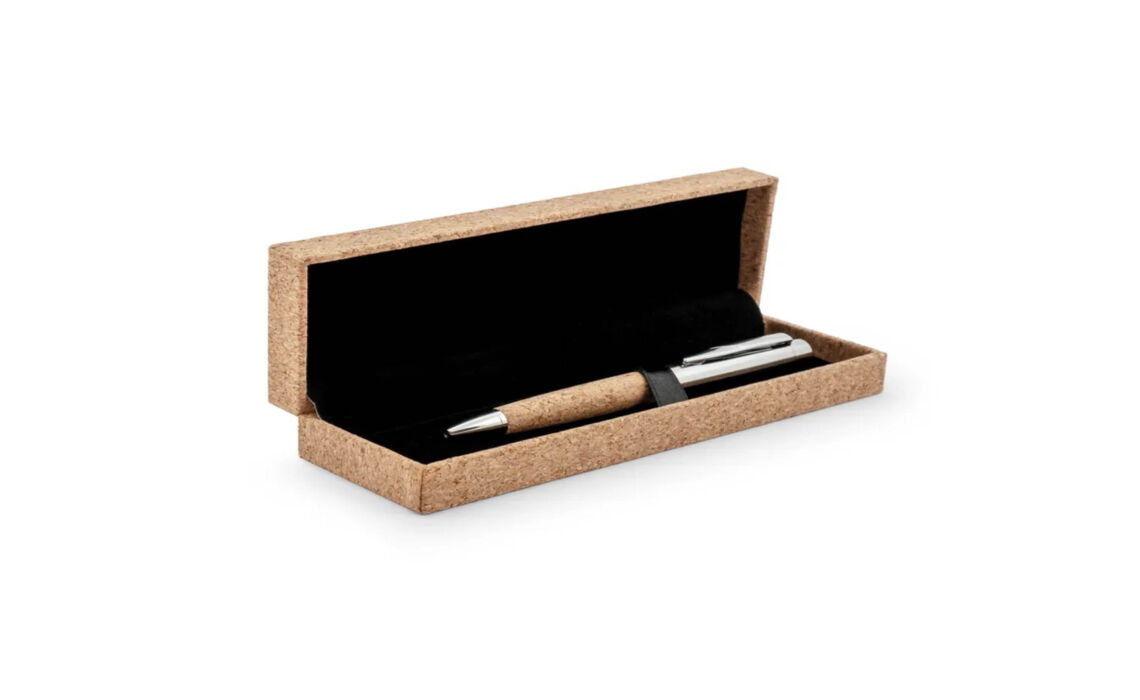 TP-LT82142_ Metalen pen met kurk in geschenkverpakking