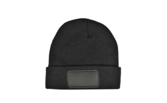 AR-145103A03 Zwart_ Gebreide muts met label